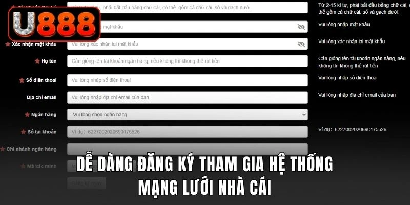Dễ dàng đăng ký tham gia hệ thống mạng lưới nhà cái